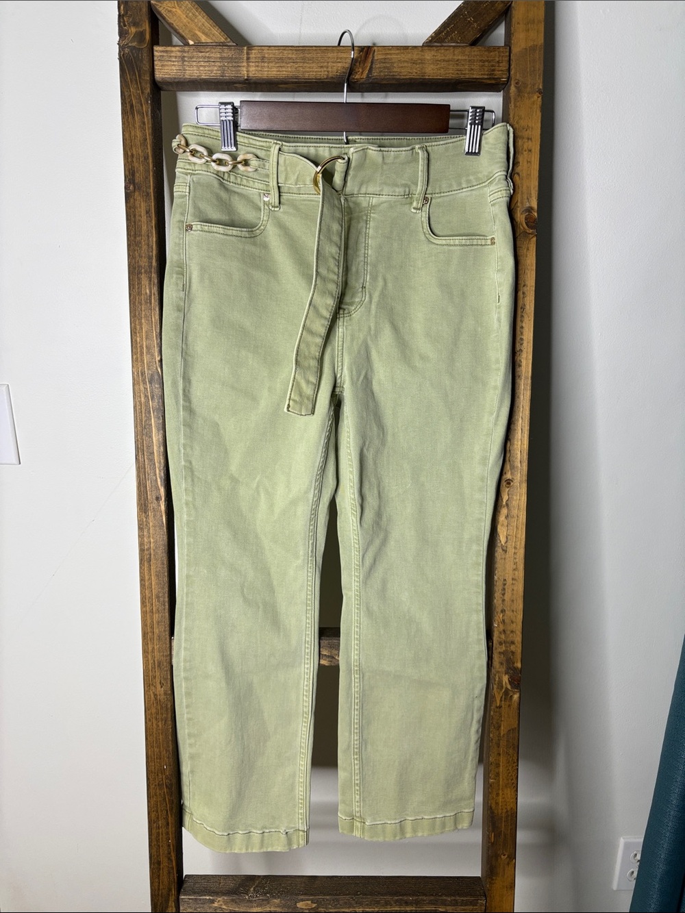 White House Black Market Sage Green Extra High Rise Bootcut Jeans Size 4 Short